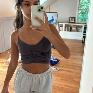 Garage Ruched Purple Cropped Tank Top